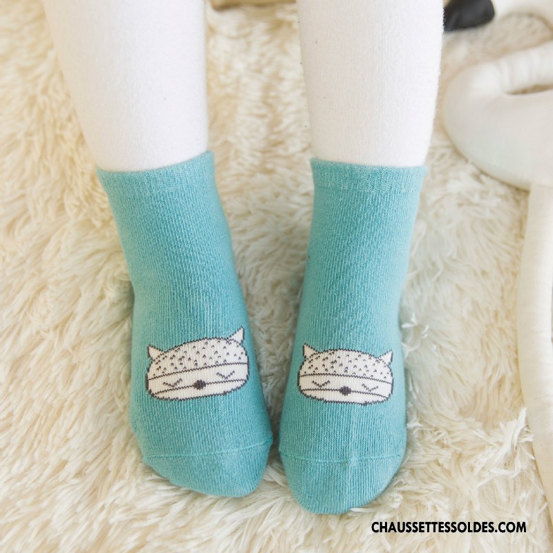 Chaussettes Mi Hautes Garçon Dessin Animé 100% Coton Hiver Milieu Enfant Bébé Bleu