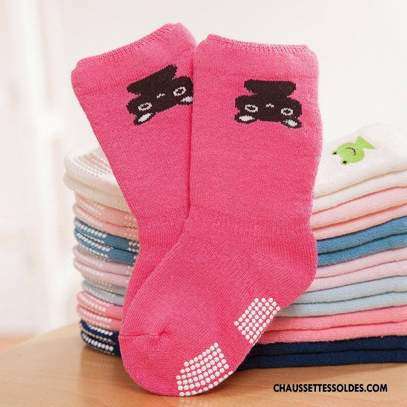 Chaussettes Mi Hautes Garçon Dessin Animé Bébé Renforcé Antidérapant Terry Hiver Bleu Clair