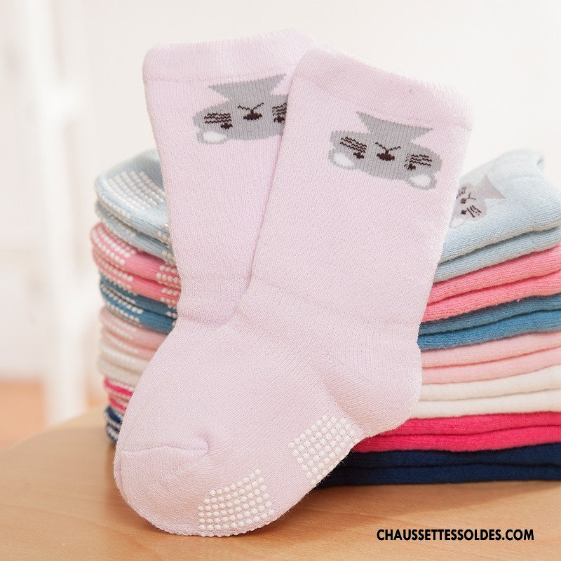 Chaussettes Mi Hautes Garçon Dessin Animé Bébé Renforcé Antidérapant Terry Hiver Bleu Clair
