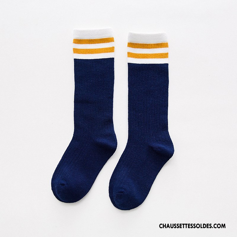 Chaussettes Mi Hautes Garçon Dessin Animé Enfant Le Nouveau Rayé Chaussettes En Coton Milieu Blanc