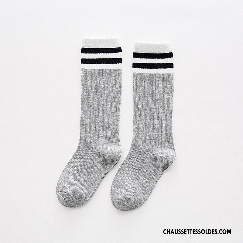 Chaussettes Mi Hautes Garçon Dessin Animé Enfant Le Nouveau Rayé Chaussettes En Coton Milieu Blanc