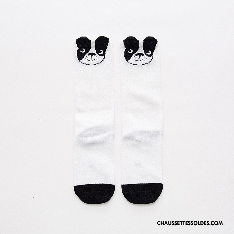 Chaussettes Mi Hautes Garçon Dessin Animé Enfant Le Nouveau Rayé Chaussettes En Coton Milieu Blanc