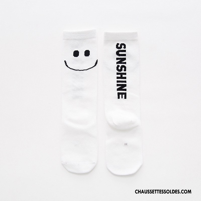 Chaussettes Mi Hautes Garçon Dessin Animé Enfant Le Nouveau Rayé Chaussettes En Coton Milieu Blanc
