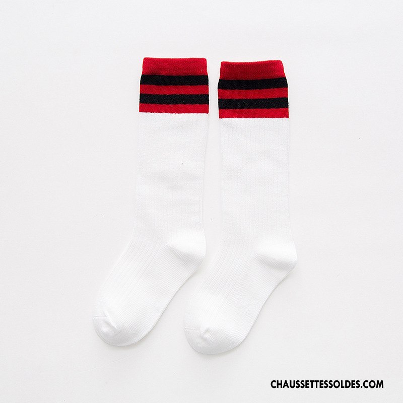 Chaussettes Mi Hautes Garçon Dessin Animé Enfant Le Nouveau Rayé Chaussettes En Coton Milieu Blanc