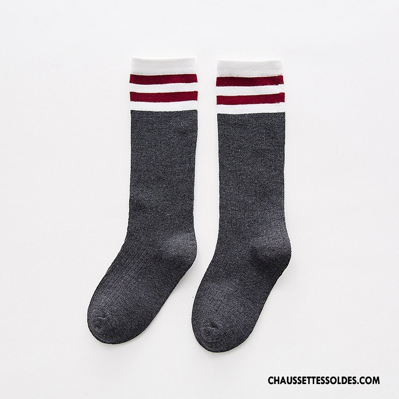 Chaussettes Mi Hautes Garçon Dessin Animé Enfant Le Nouveau Rayé Chaussettes En Coton Milieu Blanc