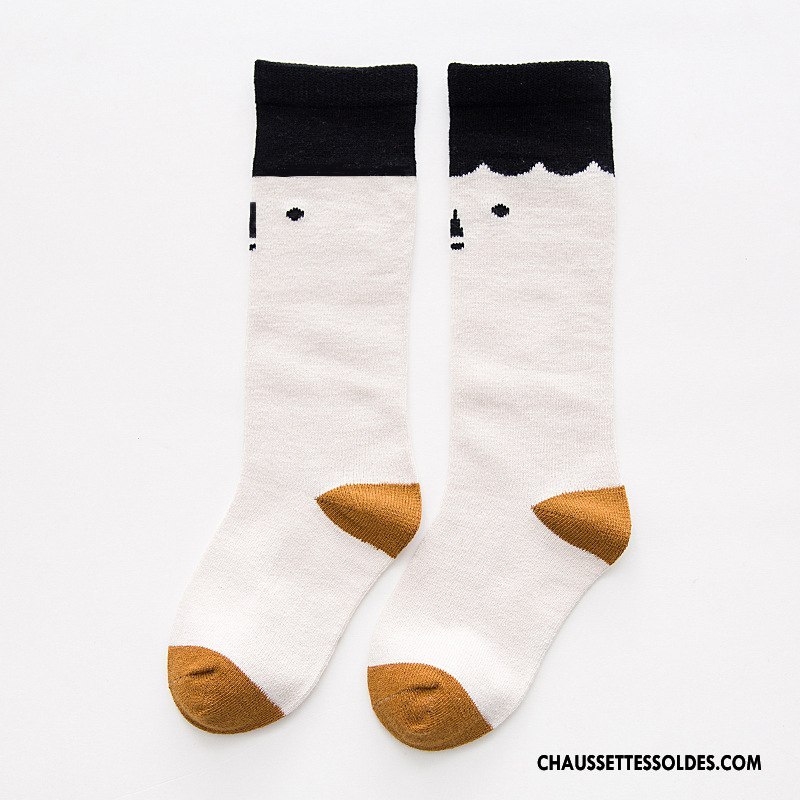 Chaussettes Mi Hautes Garçon Dessin Animé Enfant Le Nouveau Rayé Chaussettes En Coton Milieu Blanc