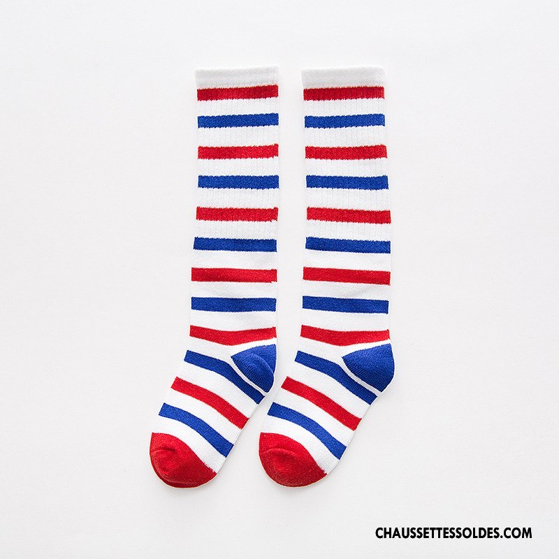 Chaussettes Mi Hautes Garçon Dessin Animé Enfant Le Nouveau Rayé Chaussettes En Coton Milieu Blanc