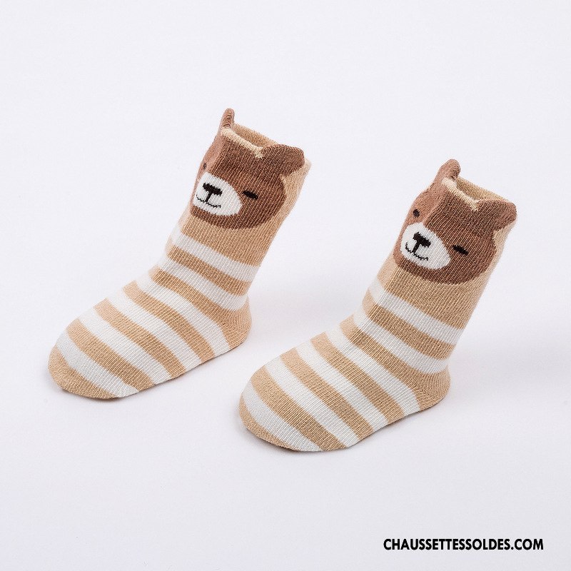 Chaussettes Mi Hautes Garçon Dimensionnel Bébé Antidérapant Chaussette Courte Dessin Animé Coton Bio Gris