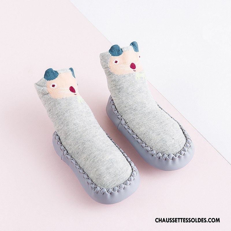 Chaussettes Mi Hautes Garçon Enfant Antidérapant Dessin Animé Bébé L'automne Longue Bleu