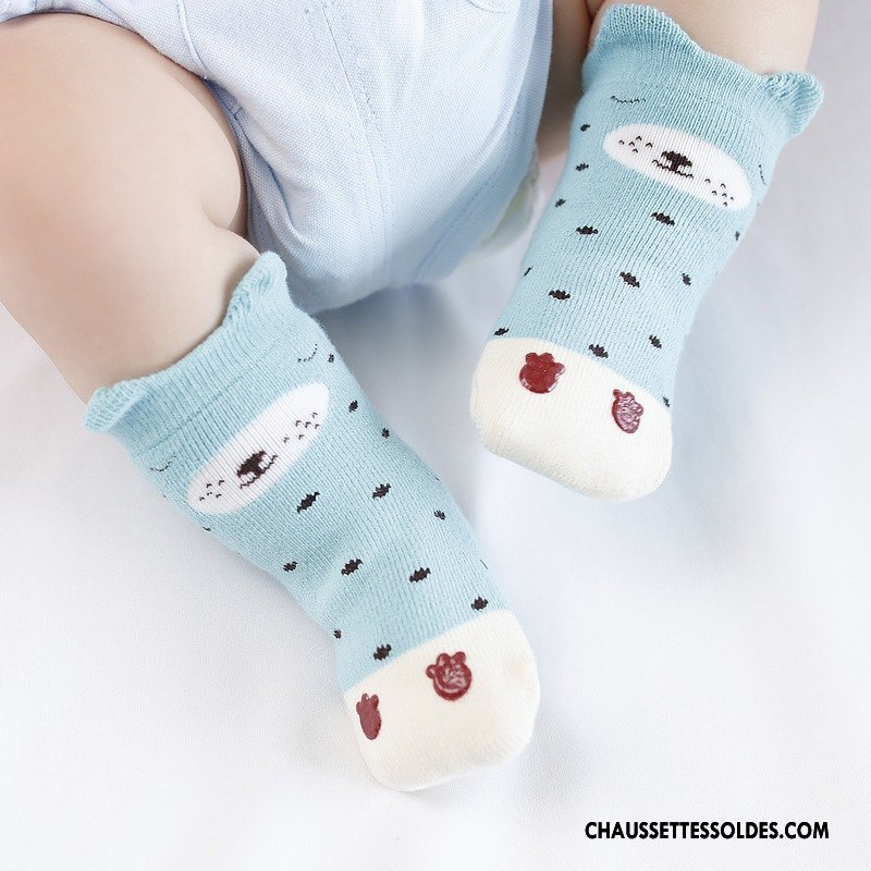 Chaussettes Mi Hautes Garçon Enfant Bébé Dessin Animé Dimensionnel Imprimé Renforcé Bleu