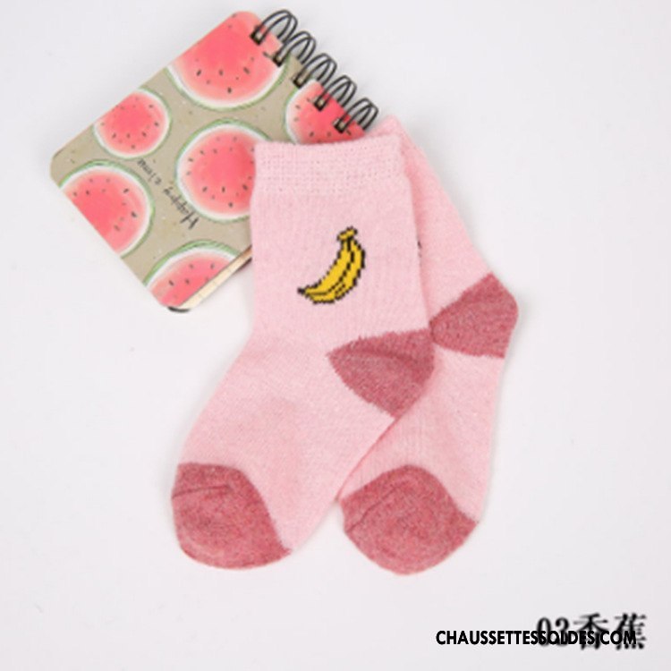Chaussettes Mi Hautes Garçon Enfant Fruit Le Nouveau Charmant Élève Thermiques Jaune