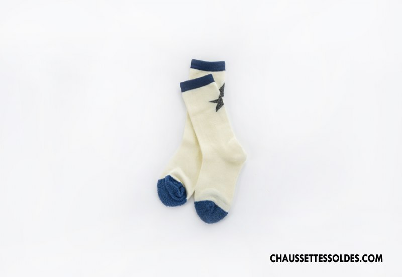 Chaussettes Mi Hautes Garçon Enfant L'automne Chaussettes En Coton Bébé Milieu Hiver Blanc