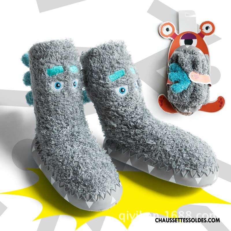 Chaussettes Mi Hautes Garçon Enfant Le Nouveau Caoutchouc Bébé Thermiques Antidérapant Bleu