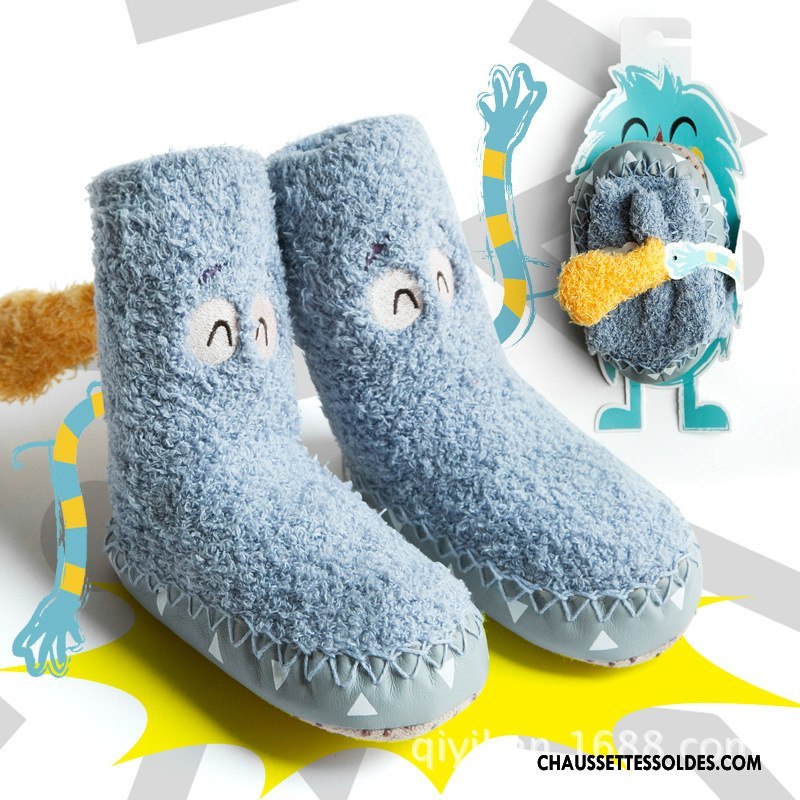 Chaussettes Mi Hautes Garçon Enfant Le Nouveau Caoutchouc Bébé Thermiques Antidérapant Bleu