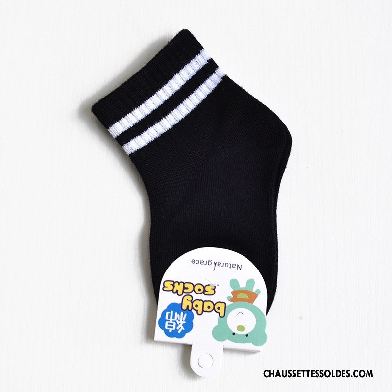 Chaussettes Mi Hautes Garçon Enfant Matelassé Été Rayé Mouvement Coton Bio Blanc