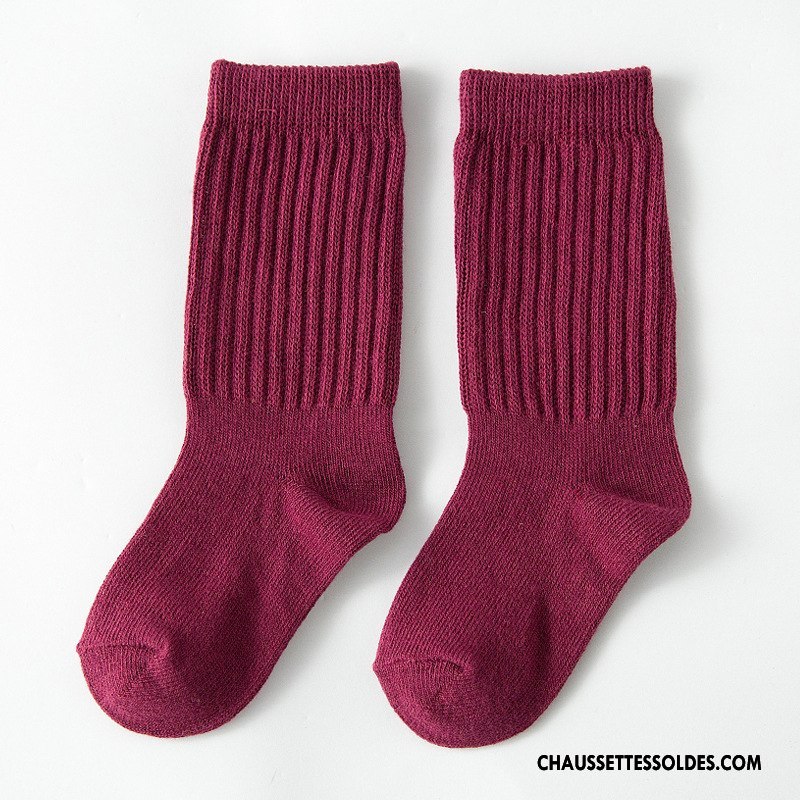 Chaussettes Mi Hautes Garçon Enfant Milieu 100% Coton Printemps Mode Le Nouveau Couleurs De Bonbons Pure Noir