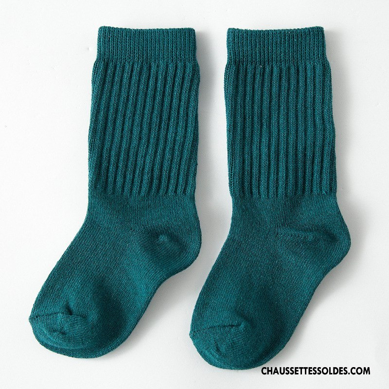 Chaussettes Mi Hautes Garçon Enfant Milieu 100% Coton Printemps Mode Le Nouveau Couleurs De Bonbons Pure Noir