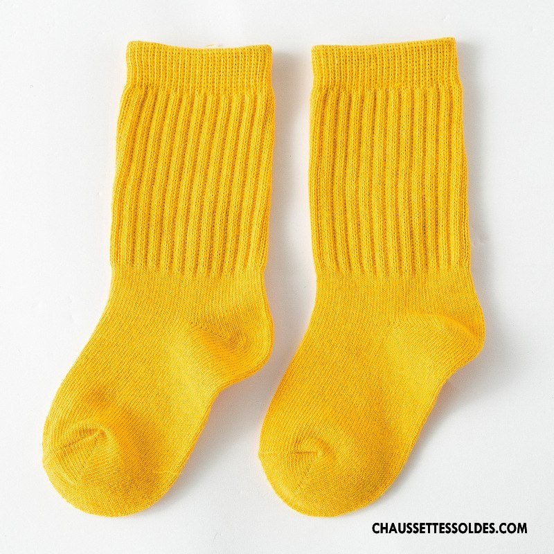 Chaussettes Mi Hautes Garçon Enfant Milieu 100% Coton Printemps Mode Le Nouveau Couleurs De Bonbons Pure Noir