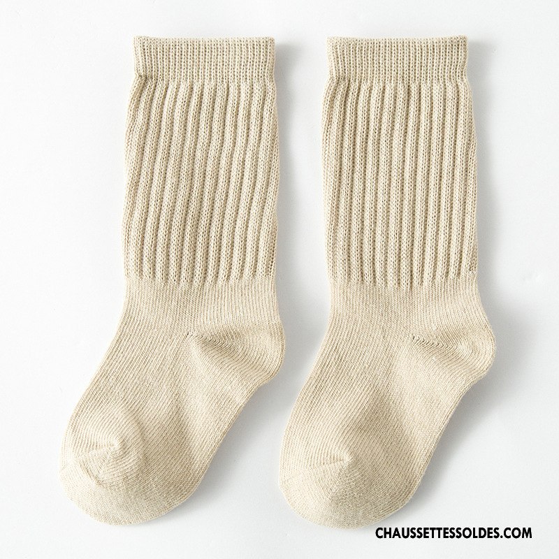 Chaussettes Mi Hautes Garçon Enfant Milieu 100% Coton Printemps Mode Le Nouveau Couleurs De Bonbons Pure Noir