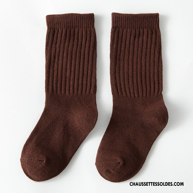Chaussettes Mi Hautes Garçon Enfant Milieu 100% Coton Printemps Mode Le Nouveau Couleurs De Bonbons Pure Noir