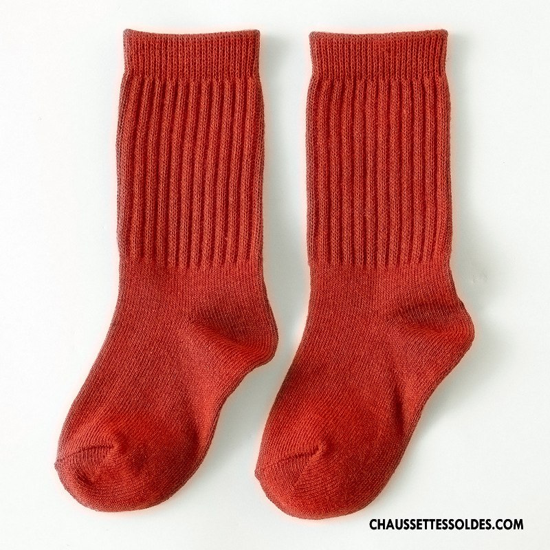 Chaussettes Mi Hautes Garçon Enfant Milieu 100% Coton Printemps Mode Le Nouveau Couleurs De Bonbons Pure Noir