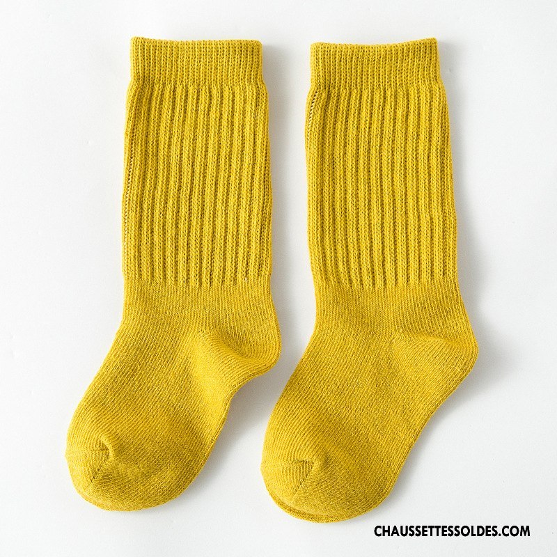 Chaussettes Mi Hautes Garçon Enfant Milieu 100% Coton Printemps Mode Le Nouveau Couleurs De Bonbons Pure Noir