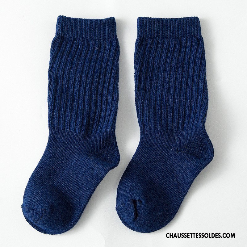 Chaussettes Mi Hautes Garçon Enfant Milieu 100% Coton Printemps Mode Le Nouveau Couleurs De Bonbons Pure Noir