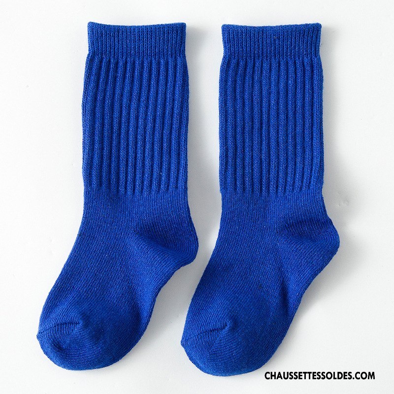 Chaussettes Mi Hautes Garçon Enfant Milieu 100% Coton Printemps Mode Le Nouveau Couleurs De Bonbons Pure Noir