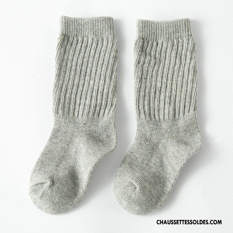 Chaussettes Mi Hautes Garçon Enfant Milieu 100% Coton Printemps Mode Le Nouveau Couleurs De Bonbons Pure Noir