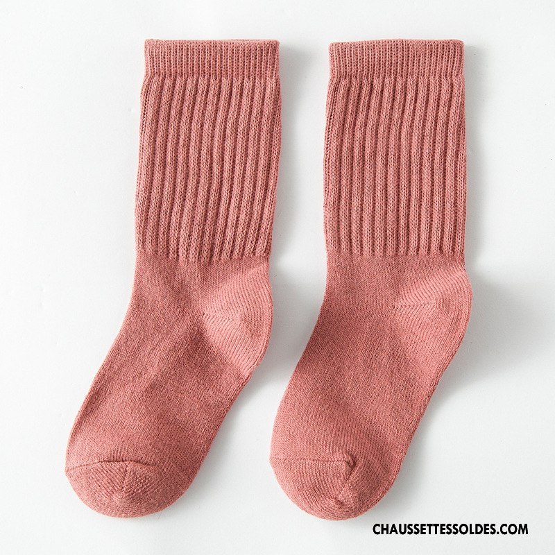 Chaussettes Mi Hautes Garçon Enfant Milieu 100% Coton Printemps Mode Le Nouveau Couleurs De Bonbons Pure Noir
