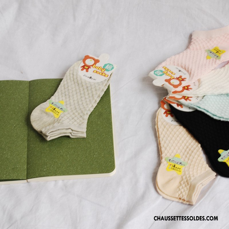 Chaussettes Mi Hautes Garçon Enfant Net Été Respirant Bébé Matelassé Blanc