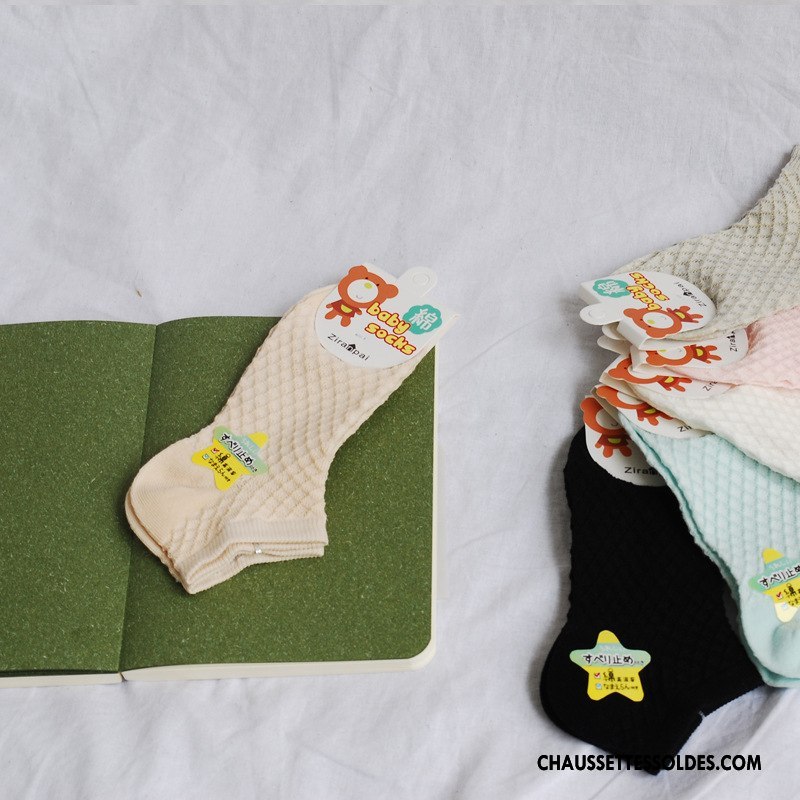 Chaussettes Mi Hautes Garçon Enfant Net Été Respirant Bébé Matelassé Blanc