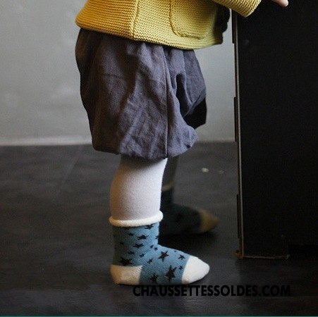 Chaussettes Mi Hautes Garçon Enfant Petit Étoile Terry Bébé Coton Bio Noir