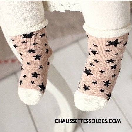 Chaussettes Mi Hautes Garçon Enfant Petit Étoile Terry Bébé Coton Bio Noir
