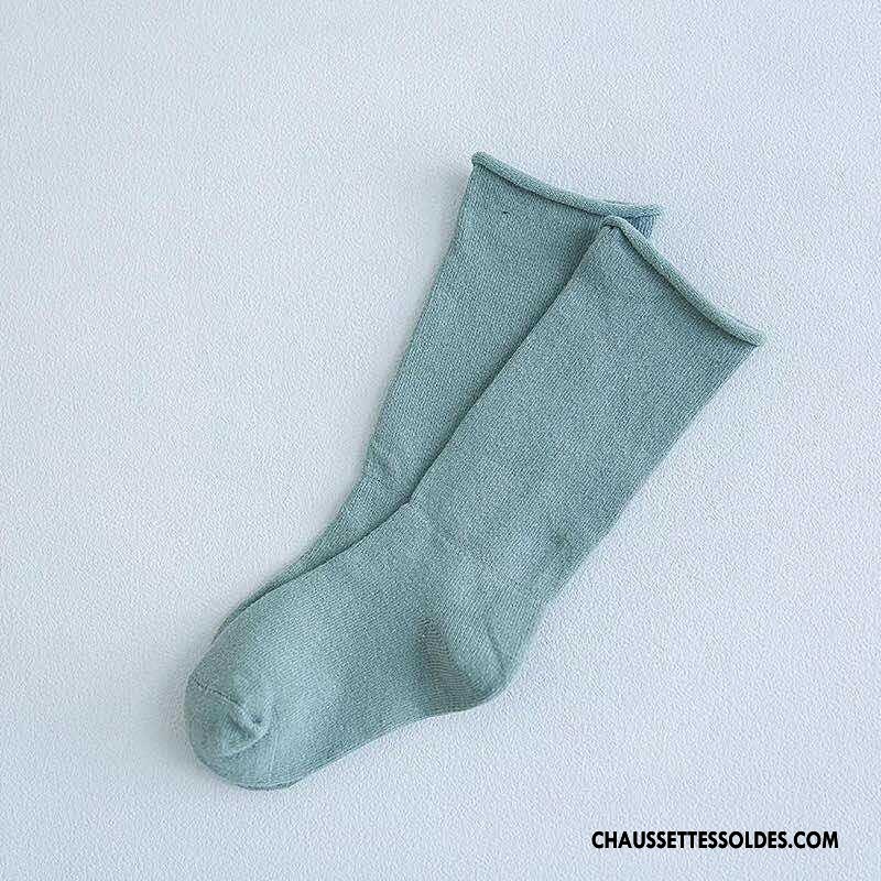 Chaussettes Mi Hautes Garçon Enfant Printemps 100% Coton Milieu Mode Le Nouveau Couleurs De Bonbons Pure Bleu