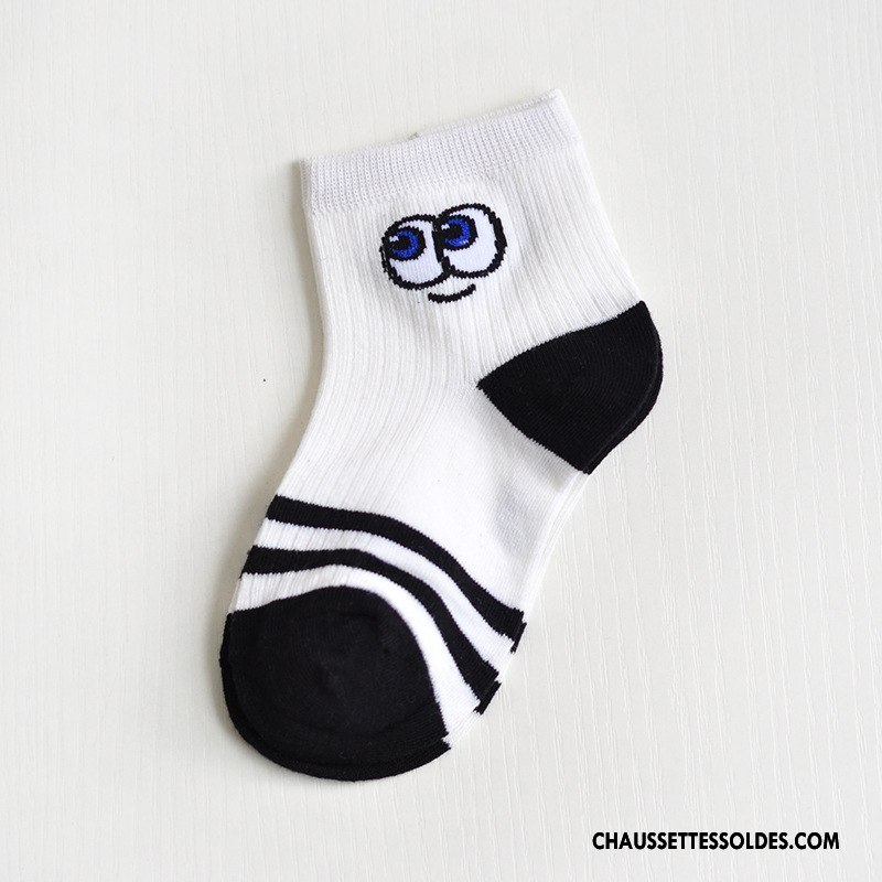 Chaussettes Mi Hautes Garçon Enfant Œil Dessin Animé Matelassé Charmant Absorber La Sueur Blanc