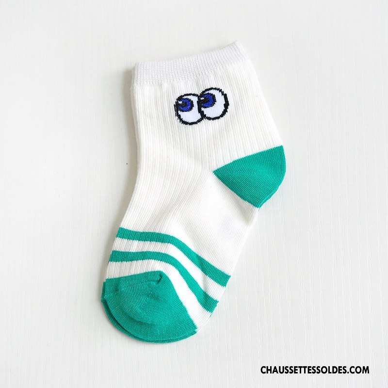 Chaussettes Mi Hautes Garçon Enfant Œil Dessin Animé Matelassé Charmant Absorber La Sueur Blanc