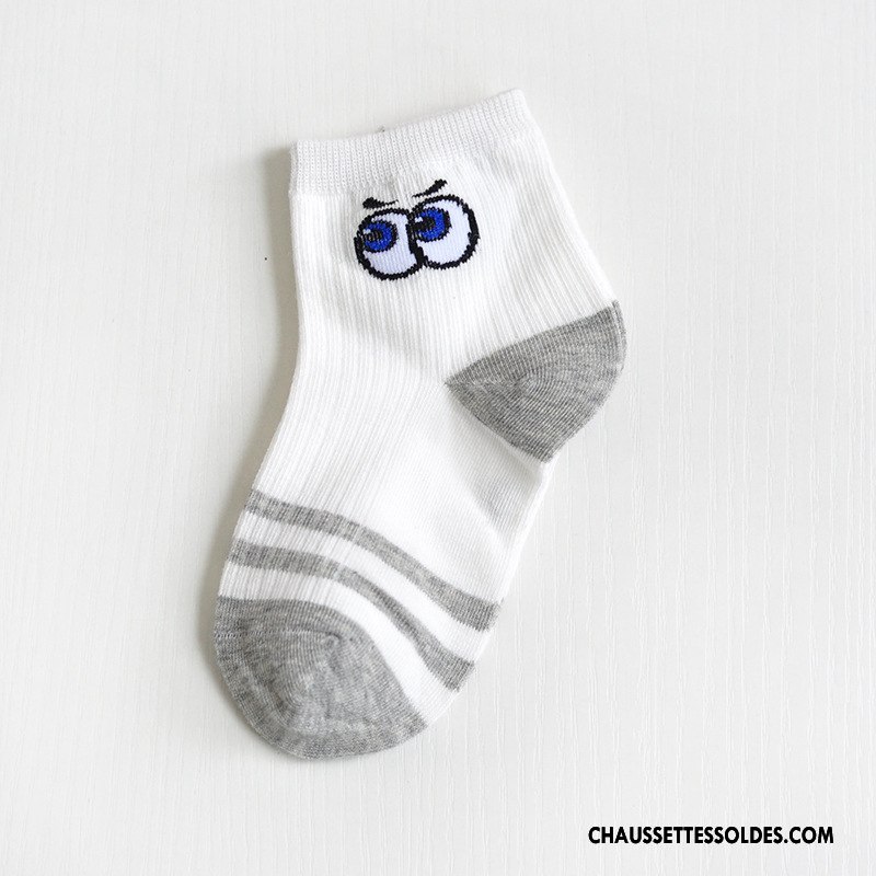 Chaussettes Mi Hautes Garçon Enfant Œil Dessin Animé Matelassé Charmant Absorber La Sueur Blanc