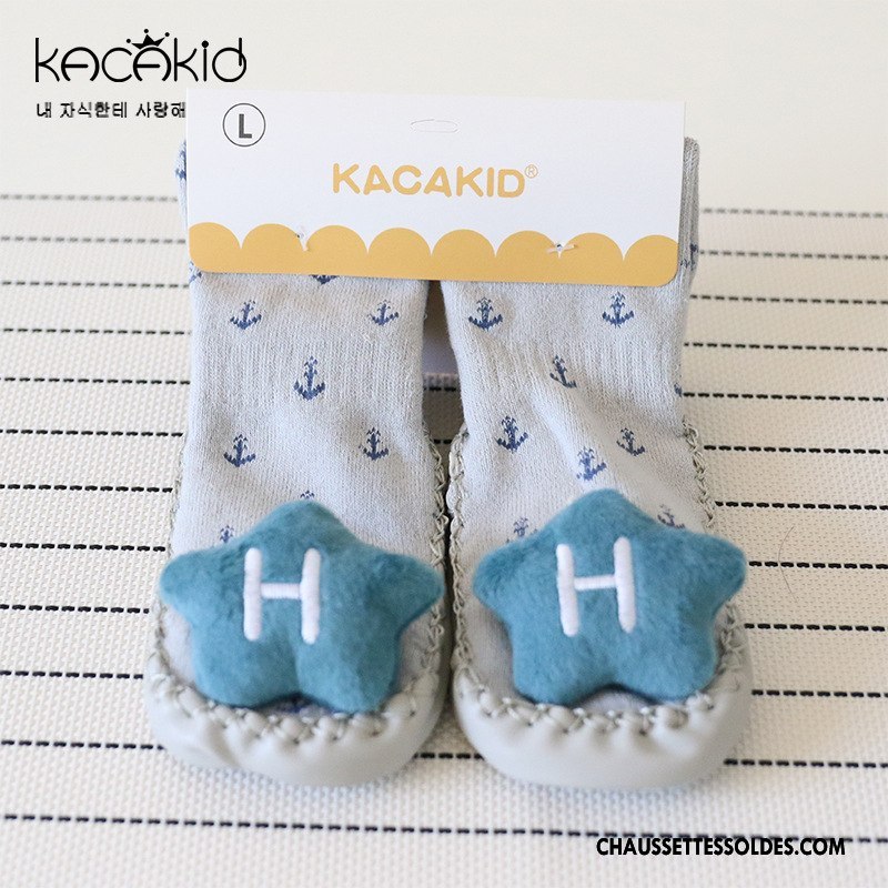 Chaussettes Mi Hautes Garçon Femme Dessin Animé Cuir Le Nouveau Terry Hiver Bleu Marin