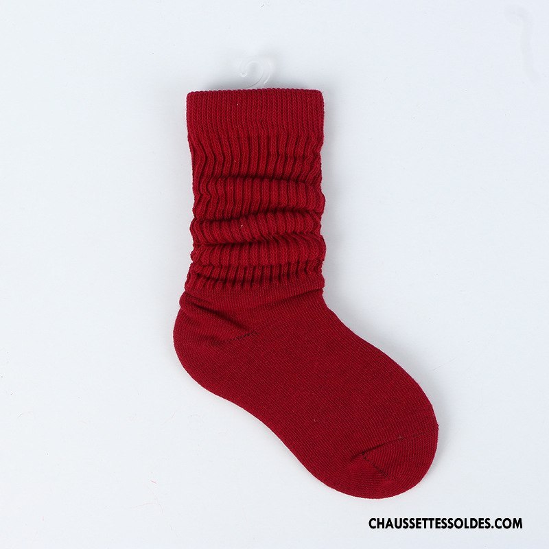 Chaussettes Mi Hautes Garçon Le Nouveau Femme Matelassé Homme Enfant Tous Les Assortis Noir