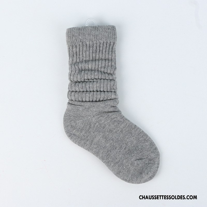 Chaussettes Mi Hautes Garçon Le Nouveau Femme Matelassé Homme Enfant Tous Les Assortis Noir