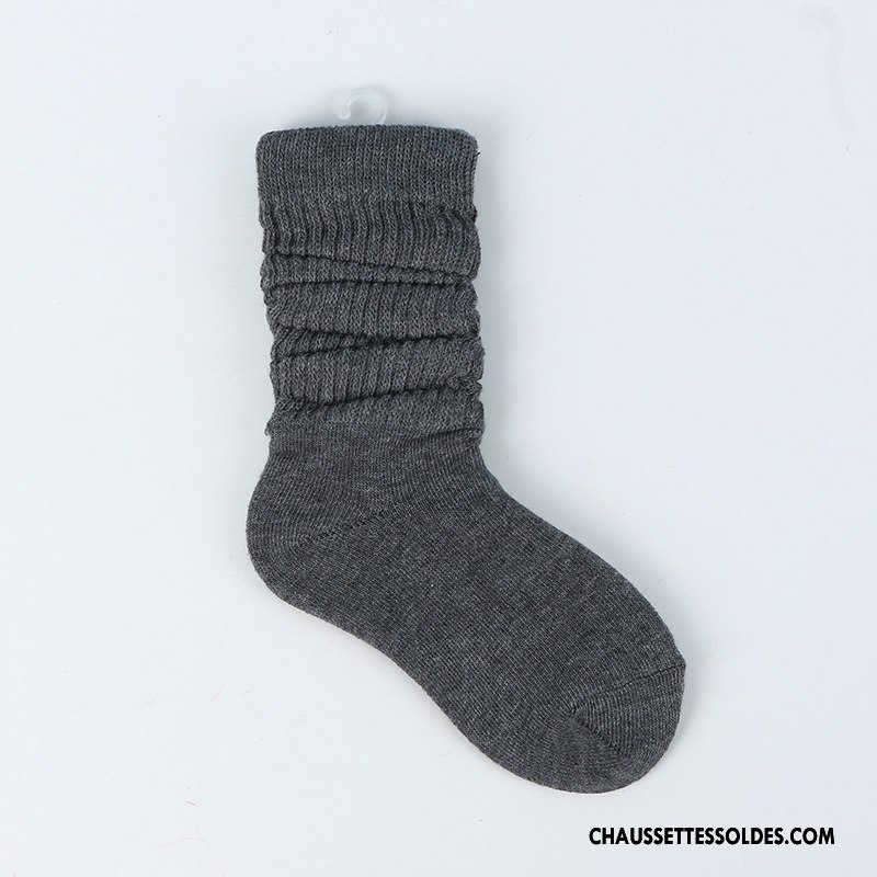 Chaussettes Mi Hautes Garçon Le Nouveau Femme Matelassé Homme Enfant Tous Les Assortis Noir