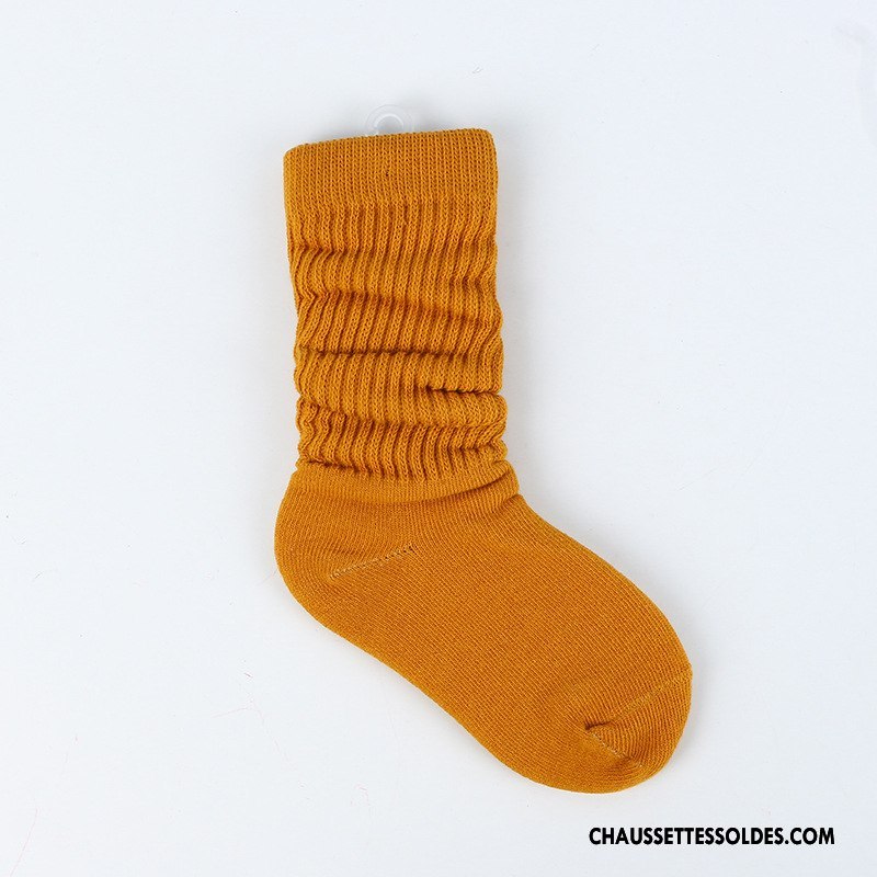 Chaussettes Mi Hautes Garçon Le Nouveau Femme Matelassé Homme Enfant Tous Les Assortis Noir