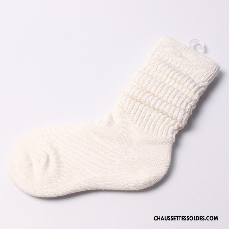 Chaussettes Mi Hautes Garçon Le Nouveau Femme Matelassé Homme Enfant Tous Les Assortis Noir