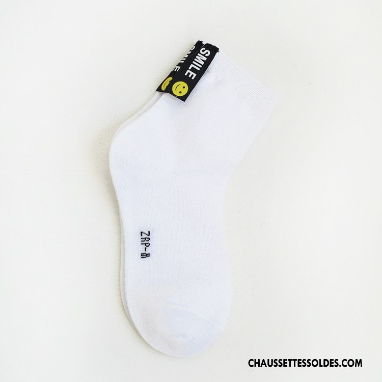 Chaussettes Mi Hautes Garçon Lettre Milieu Créatif Souriant Rue Personnalité Noir