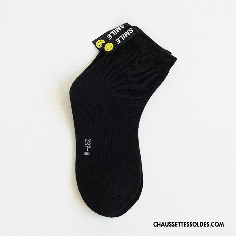 Chaussettes Mi Hautes Garçon Lettre Milieu Créatif Souriant Rue Personnalité Noir