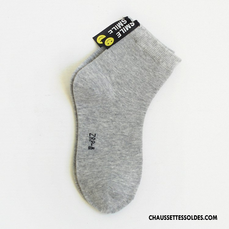 Chaussettes Mi Hautes Garçon Lettre Milieu Créatif Souriant Rue Personnalité Noir