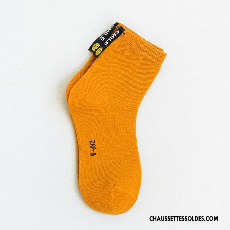 Chaussettes Mi Hautes Garçon Lettre Milieu Créatif Souriant Rue Personnalité Noir