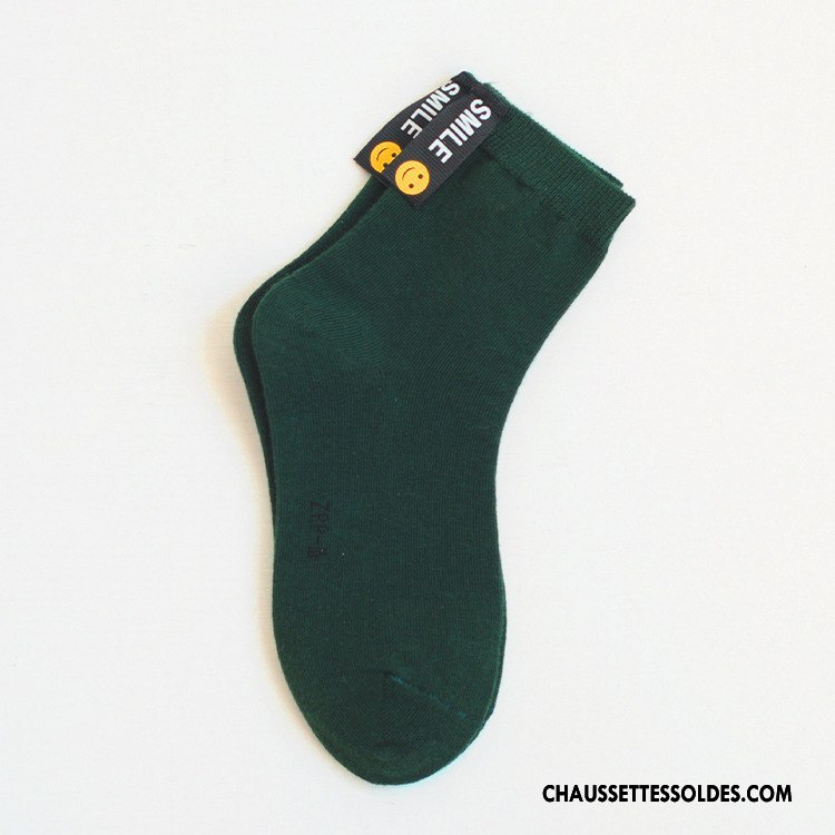 Chaussettes Mi Hautes Garçon Lettre Milieu Créatif Souriant Rue Personnalité Noir