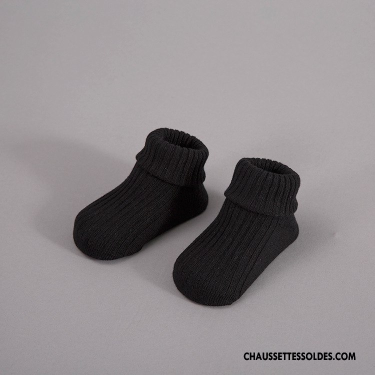 Chaussettes Mi Hautes Garçon Milieu Plaine Rayé Courte Enfant Antidérapant Blanc